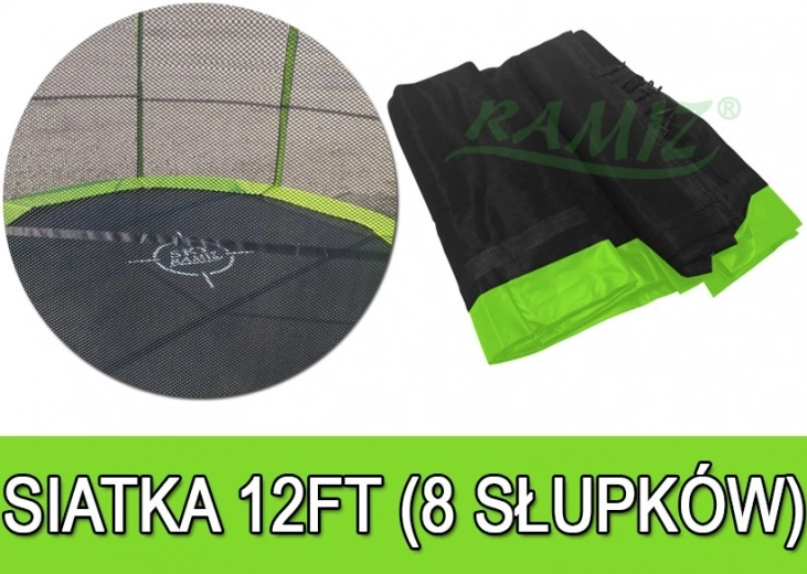 Réseau de protection SkyRamiz vert pour trampoline de jardin 366cm 8 tunnels pour poteaux