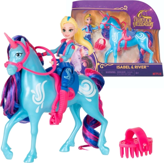 Unicorn Academy Isabel et River – figurine de fille avec licorne et accessoires