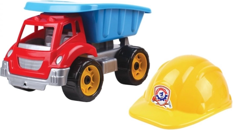 Benne basculante en plastique avec casque pour petit constructeur