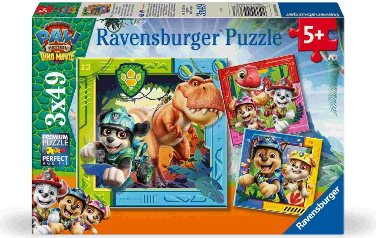 Puzzle Ravensburger Pat' Patrouille : le film des dinosaures 3×49 pièces