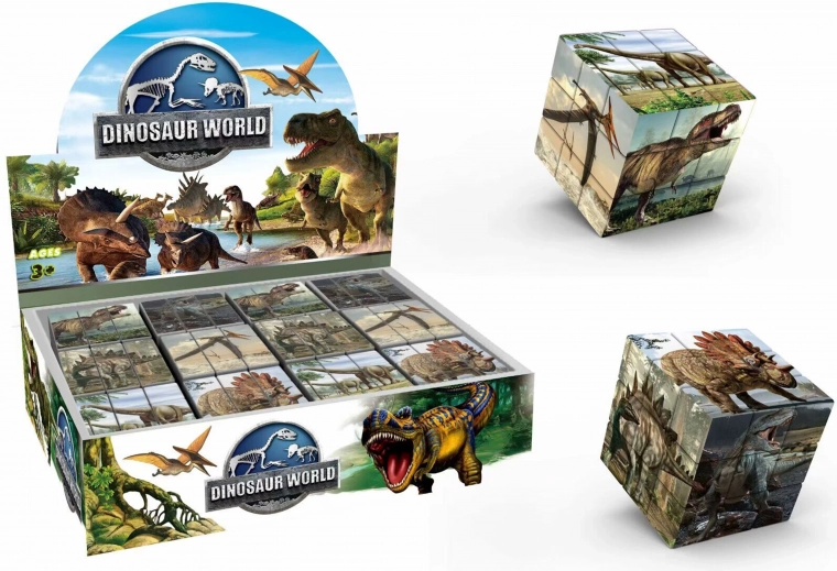 Casse-tête illustré Cube Dinosaures 5,7 cm