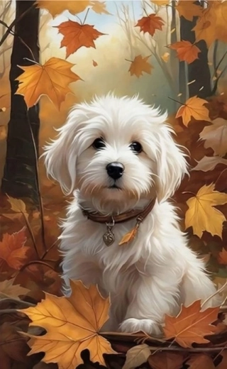 Norimpex Peinture par numéros Chien maltais en automne 40 × 50 cm