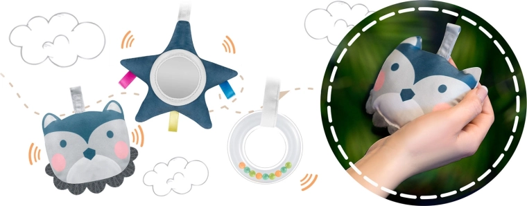 Arche avec jouets pour l’éveil sensoriel