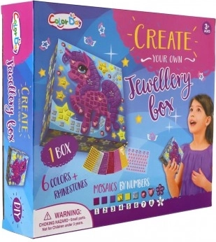 Kit créatif : boîte à bijoux licorne en mosaïque avec accessoires, en boîte 29 x 25,5 x 6 cm