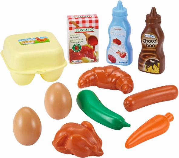 Écoiffier petit-déjeuner pour enfants en filet, set d’aliments 11 pièces