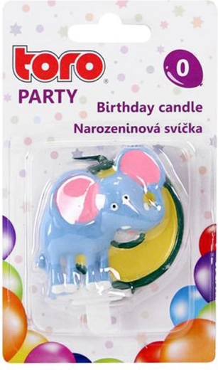 Bougie de gâteau chiffre 0 avec éléphant TORO 5 cm