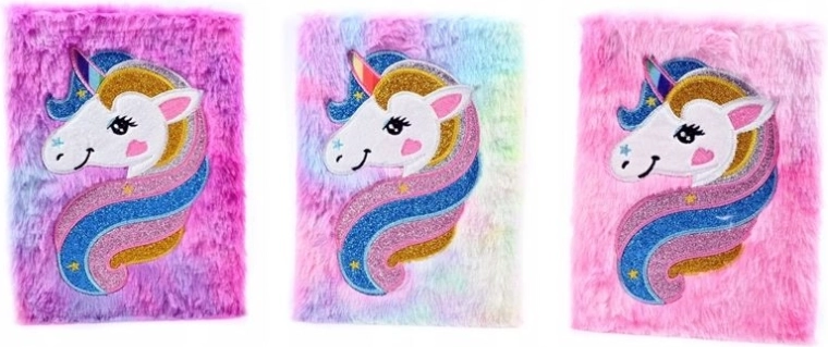 Carnet en peluche Licorne 16 × 22 cm