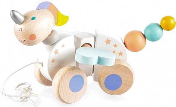 Jouet à tirer en bois Licorne