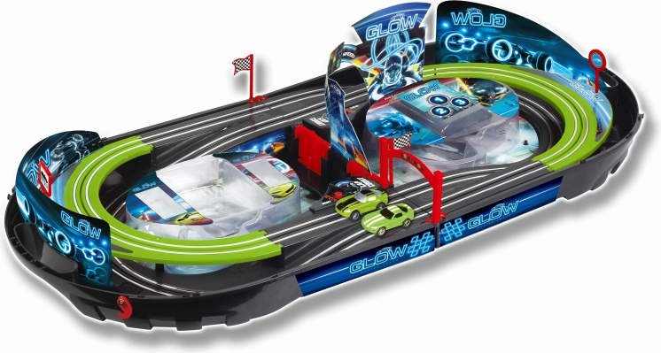 Circuit automobile lumineux pliable avec deux voitures