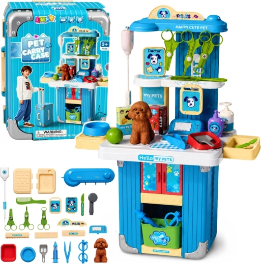 Valisette vétérinaire avec petit chien et accessoires de soin - 1 pièce