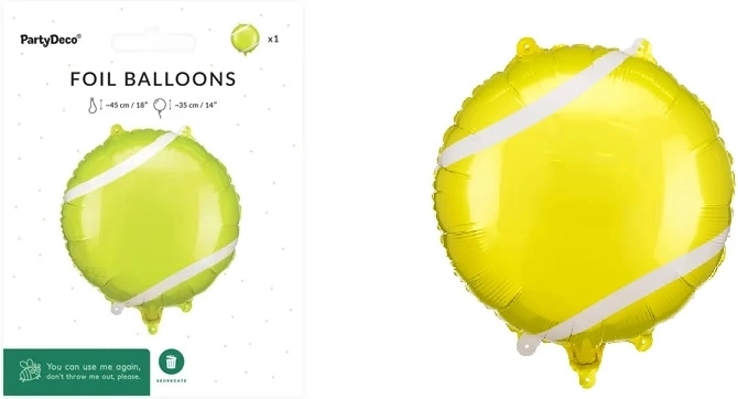 Ballon en aluminium ballon de tennis 35 × 35 cm (assortiment)