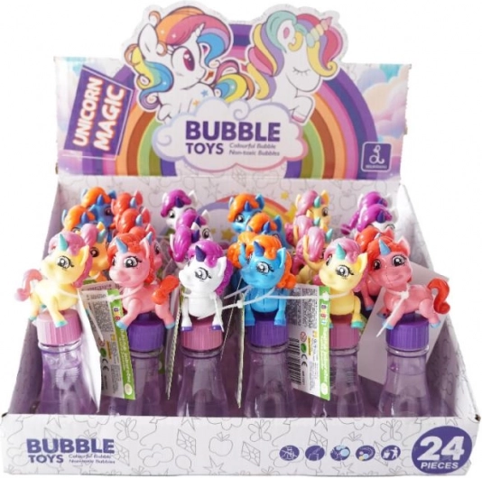 Bâton à bulles avec licorne 2-en-1 – bulles et jouet amovible