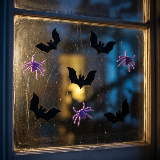 Décoration de fenêtre en gel 3D pour Halloween, chauves-souris et araignées, 9 pièces