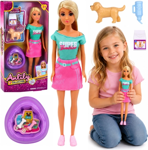 Poupée mode Anlily avec chiot et accessoires