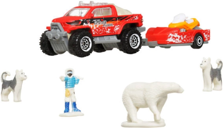 Matchbox Adventure Pack MBX Arctic Explorer – set d’exploration arctique avec véhicules et figurines