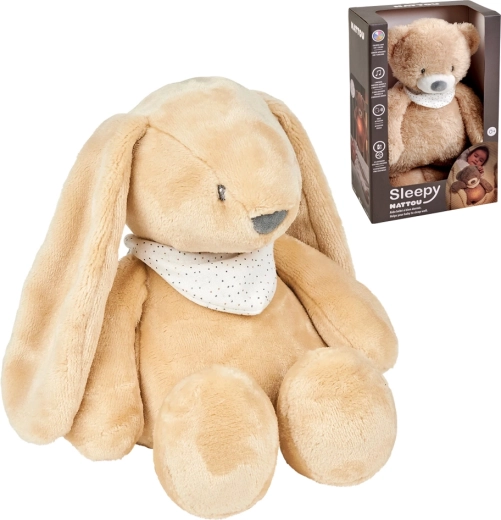 NATTOU doudou veilleuse en peluche avec capteur de pleurs Sleepy Bunny brun pâle