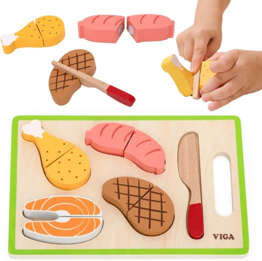 VIGA ensemble en bois de découpe de viande pour enfants