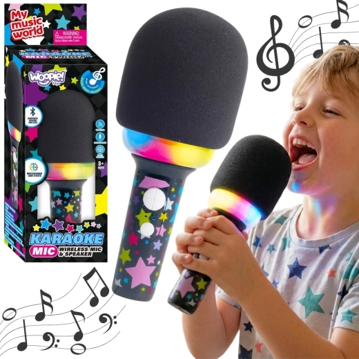Micro karaoké sans fil Woopie avec haut-parleur, noir, Bluetooth
