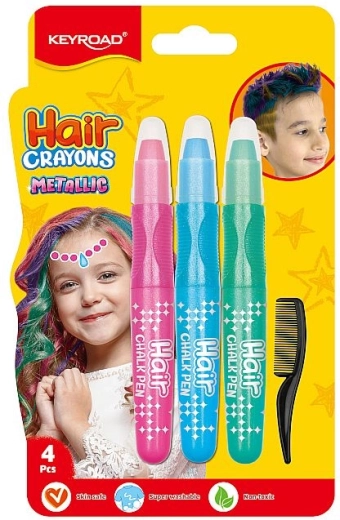 Craies pour cheveux KEYROAD Metallic cool – rose, bleu et vert