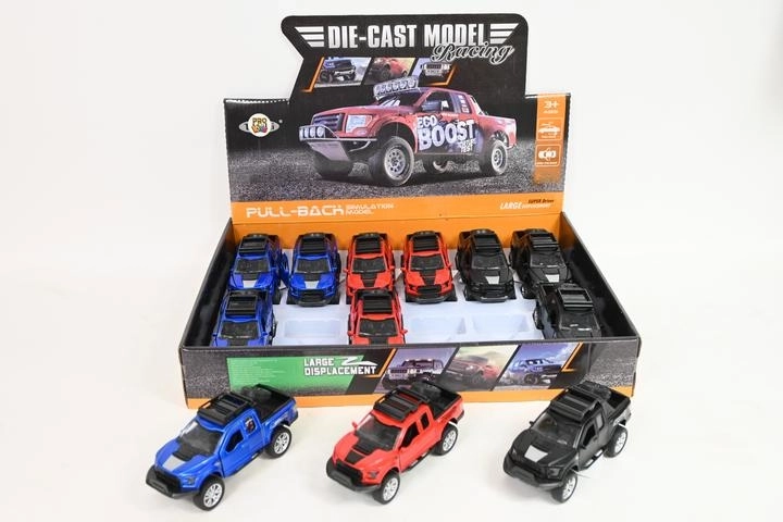 Voiture pick-up tout-terrain en métal 1:32 avec mécanisme à rétrofriction (pull-back)