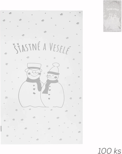 Sachets en cellophane avec motif bonhomme de neige 35 × 20 cm, 100 pcs