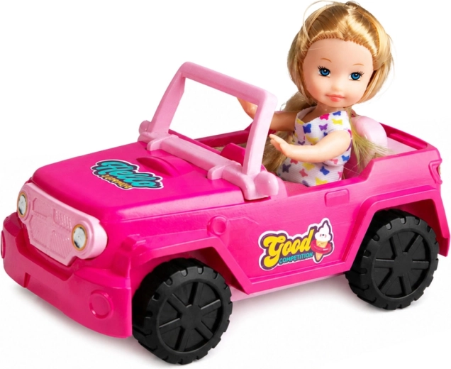 Cabriolet tout-terrain rose sur roues pivotantes