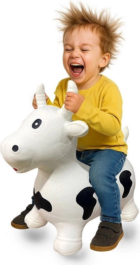 Jamara HoppyDoo animal sauteur vachette blanc-noir avec pompe