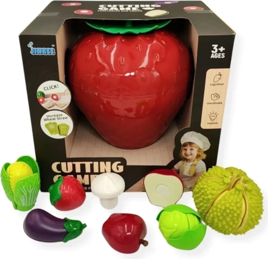 Jinkee set de fruits et légumes à découper dans une boîte en forme de fraise