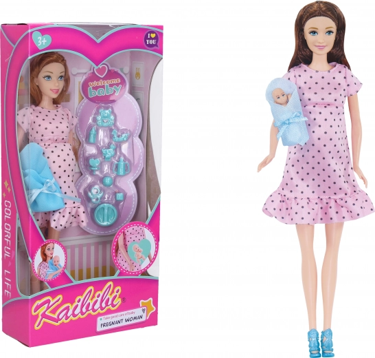 Poupée enceinte avec kit d’accessoires 29 cm