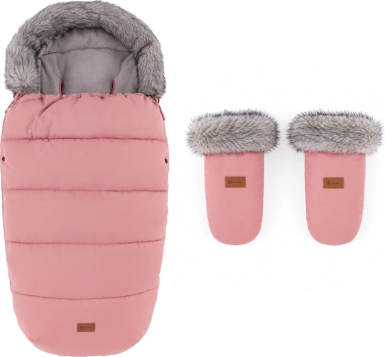Set d’hiver Petite&Mars : chancelière Comfy 4v1 et moufles pour poussette Fjora old rose