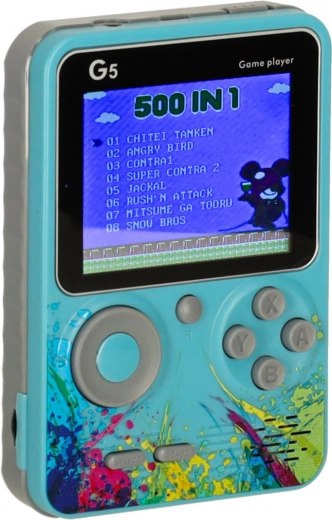 Console de jeu rétro portable mini – 500 jeux, bleu