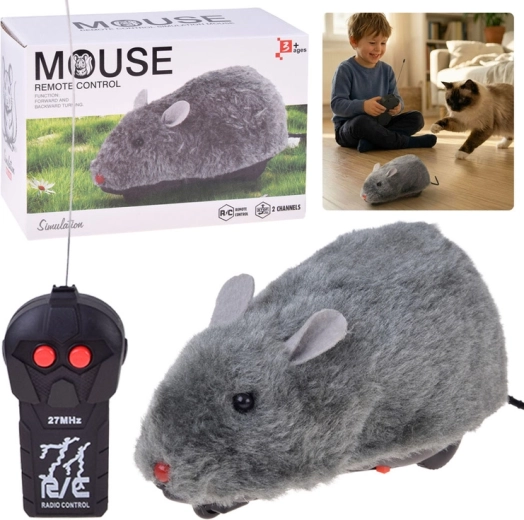 Souris en peluche RC télécommandée grise 27 MHz