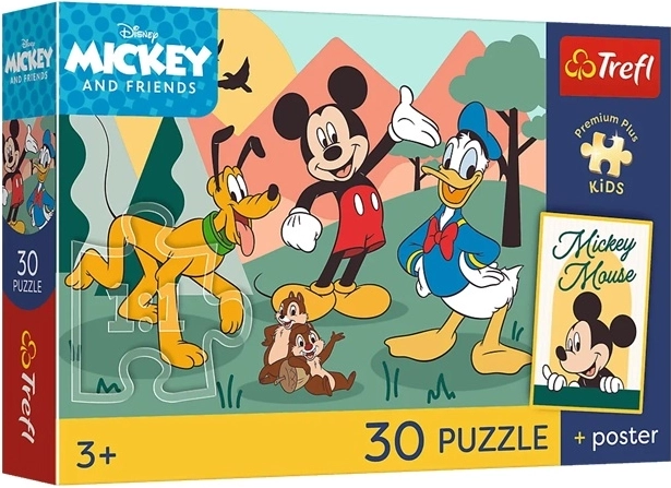 Trefl Disney Mickey et ses amis – puzzle pour enfants 30 pièces + poster