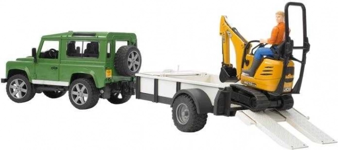 Ensemble de jeu Bruder SUV et mini-pelle à chenilles JCB avec remorque