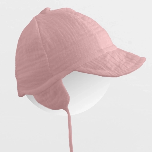 Bébé – petite casquette d’été en mousseline avec visière New Baby, rose (56/62)