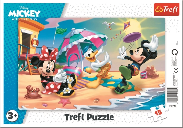 Trefl puzzle Mickey et Minnie – amusement à la plage, 15 pièces
