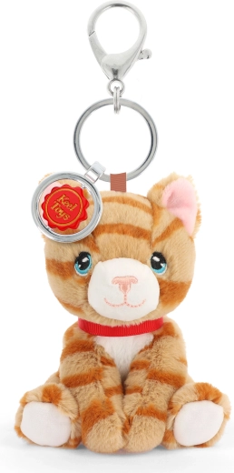 Porte-clés peluche Keeleco chat roux 12 cm
