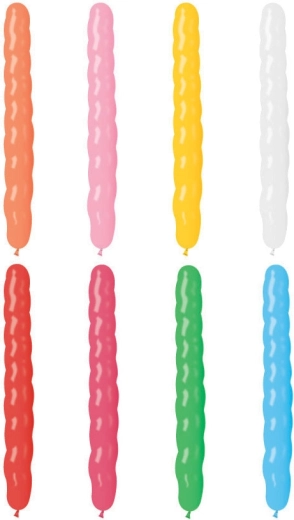 Ballon long spiralé Gemar en couleurs pastel 8/25 cm - 1 pièce