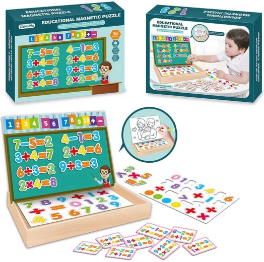 Puzzle magnétique éducatif Chiffres – apprendre à compter dans une boîte en bois