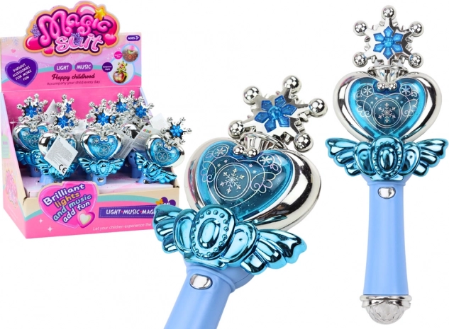 Baguette magique de princesse avec lumière colorée et sons – bleu