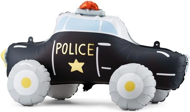 Ballon en aluminium sur pied voiture de police mix - 1 pièce