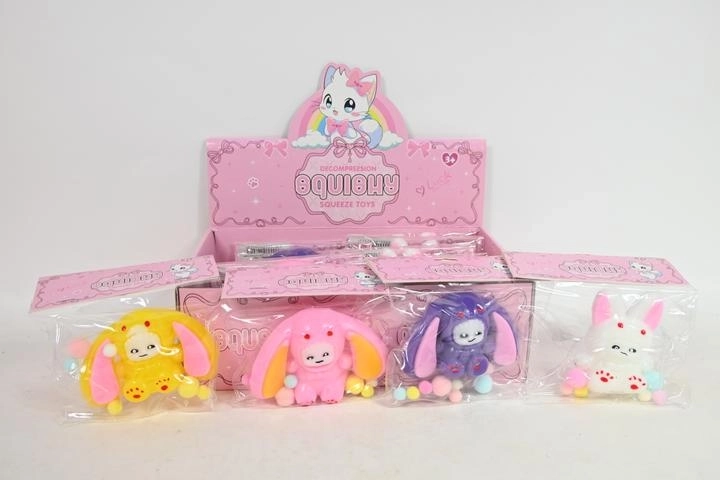 Jouet anti-stress à presser lapin – présentoir de vente 15 pcs