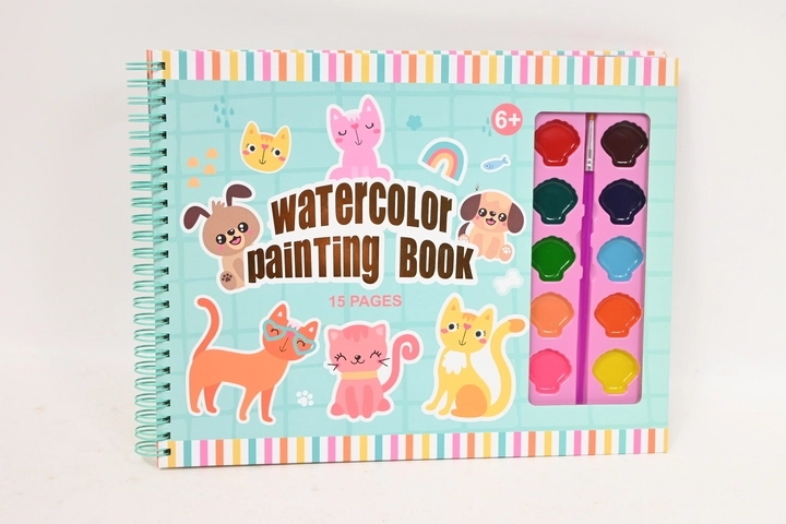 Cahier de coloriage Stnux avec peintures aquarelles – 10 couleurs