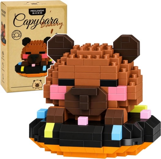 Mini kit de construction capybara sur donut marron (306 pièces)