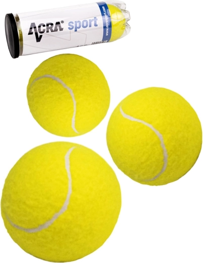 Balles de tennis ACRA de loisirs jaunes – 3 pcs en tube