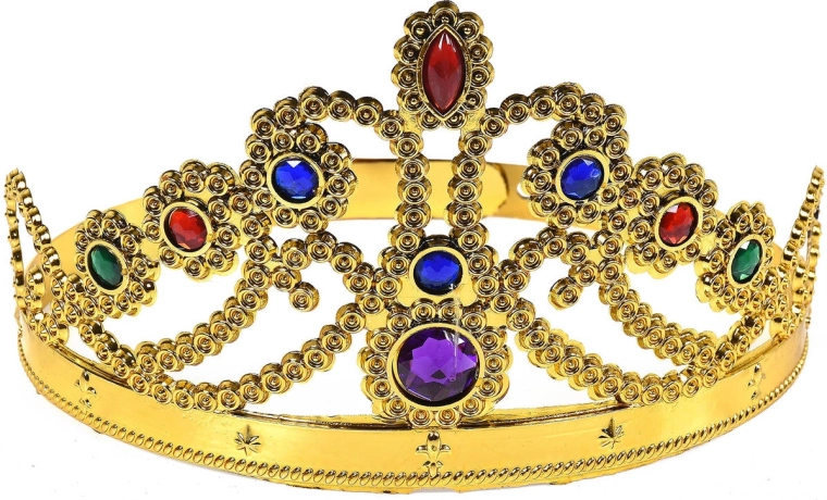 Couronne de carnaval dorée pour princesse avec pierres précieuses - 1 pièce
