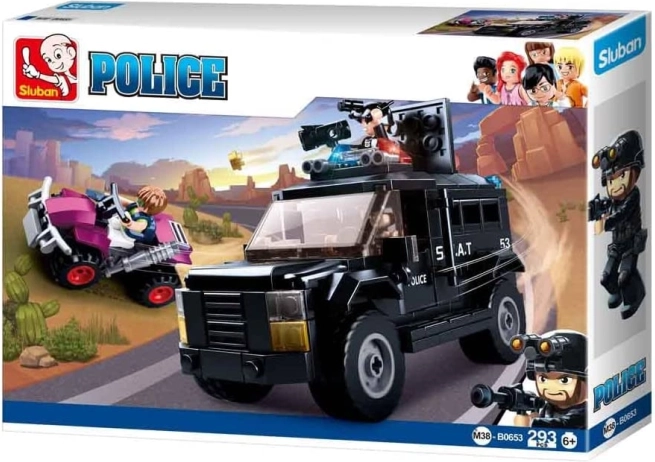 Sluban véhicule SWAT de police avec quad et figurines