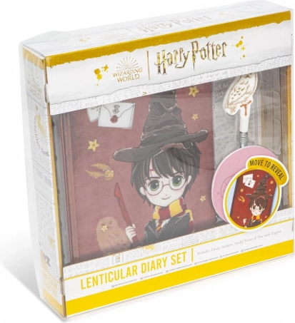 set journal lenticulaire harry potter avec stylo, autocollants et notes adhésives