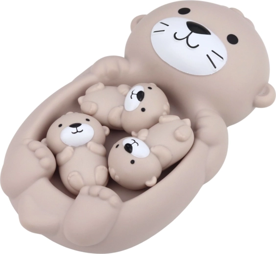 Famille de loutres flottante pour un jeu sensoriel