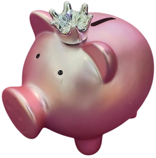 Tirelire en céramique cochon avec couronne